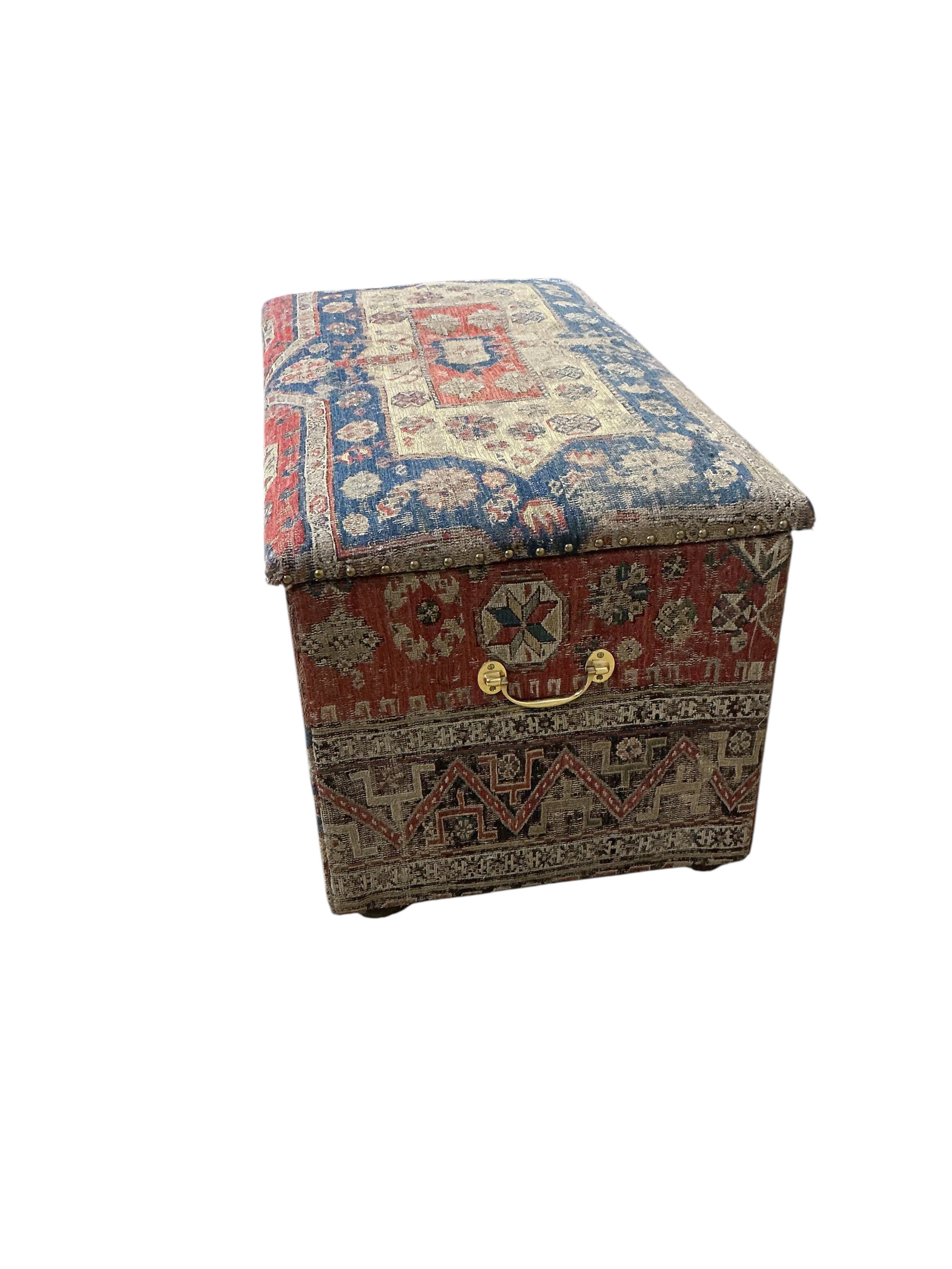 A Soumac covered blanket chest, width 98cm, depth 54cm, height 46cm